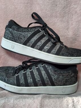 K-Swiss Court Pro II Black And Silver Casual Lace-Up Sneakers Women's 7.5